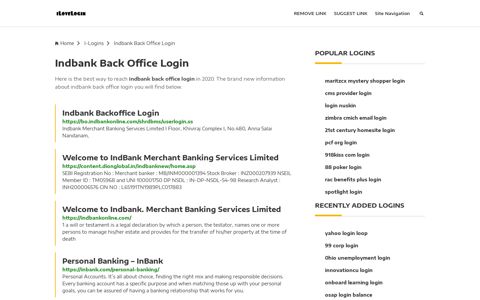 Indbank Back Office Login ❤️ One Click Access