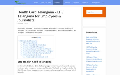 Health Card Telangana - EHS Telangana for Employees ...