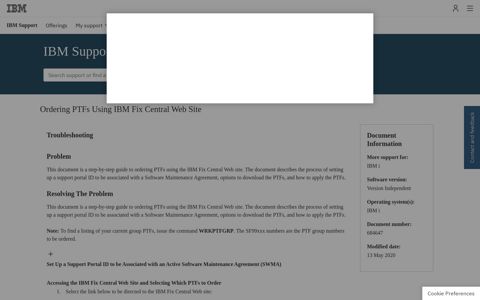 Ordering PTFs Using IBM Fix Central Web Site