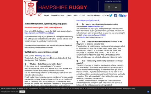 GMS - GAME MANAGEMENT SYSTEM - Hampshire Rugby