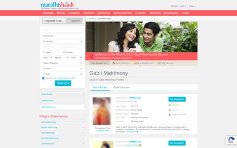 Gabit Matrimony & Matrimonial Site - Marathishaadi.com