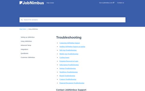 Troubleshooting - Customize JobNimbus
