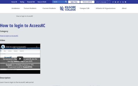 How to login to AccessKC | Kilgore College