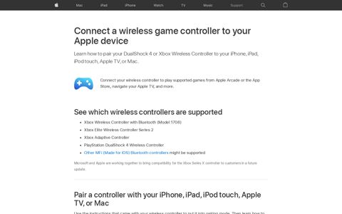 Connect a wireless game controller to your Apple device ...