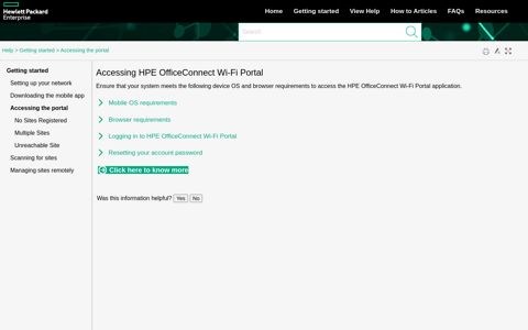 Accessing HPE OfficeConnect Wi-Fi Portal