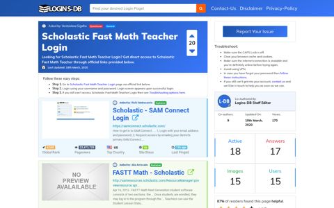 Scholastic Fast Math Teacher Login - Logins-DB