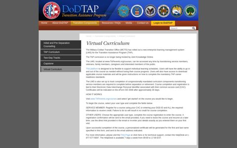 DoD TAP - Virtual Curriculum - Osd.mil