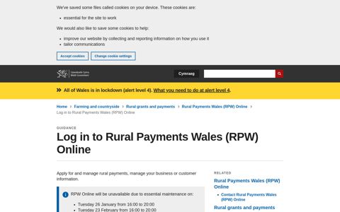 Log in to Rural Payments Wales (RPW) Online | GOV.WALES