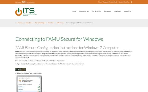 Connecting to FAMU Secure for Windows - Information ...