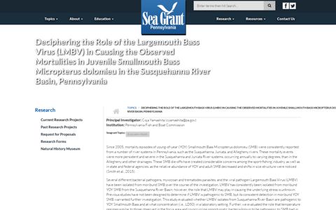 Deciphering the Role of the Largemouth Bass Virus (LMBV) in ...