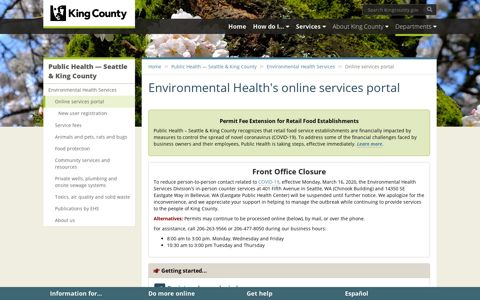 Environmental Health's online services portal - King County
