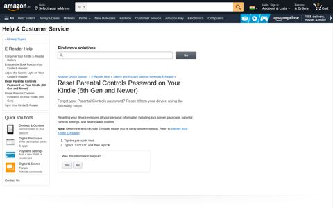 Amazon.in Help: Reset Parental Controls Password on Your ...