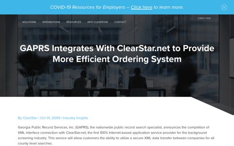 GAPRS Integrates With ClearStar.net to Provide More Efficient ...