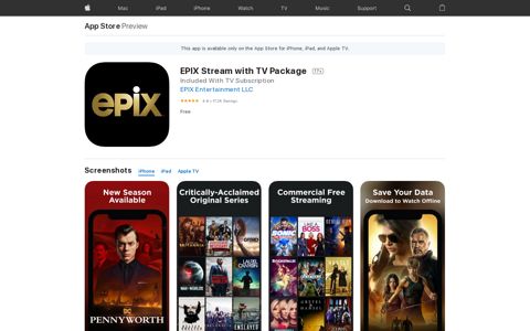 ‎EPIX: Stream with TV Package on the App Store