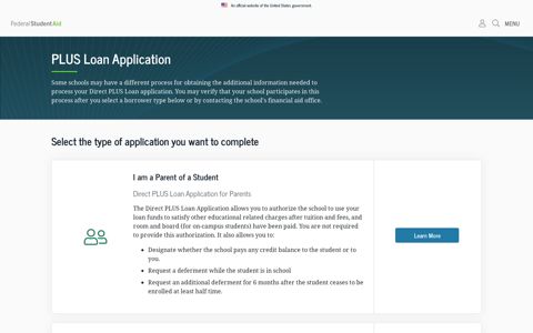 PLUS Loan Application| Federal Student Aid