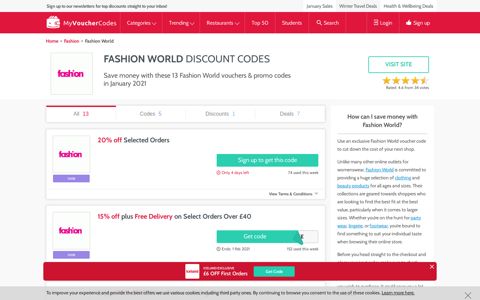 Fashion World Discount Codes - £10 Off in December 2020