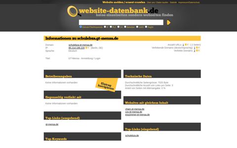 Infos zu schulebza.gt-mensa.de (GT-Mensa - Anmeldung / Login)