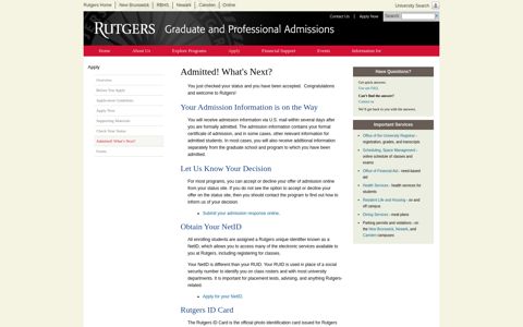Admitted! What's Next? | Graduate and Professional Admissions