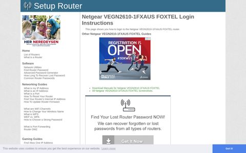 How to Login to the Netgear VEGN2610-1FXAUS FOXTEL