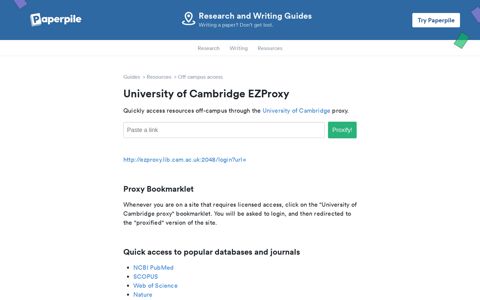 University of Cambridge EZProxy - Paperpile
