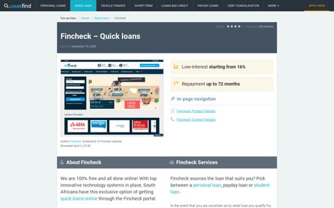 Fincheck – Quick Loans | LoansFind