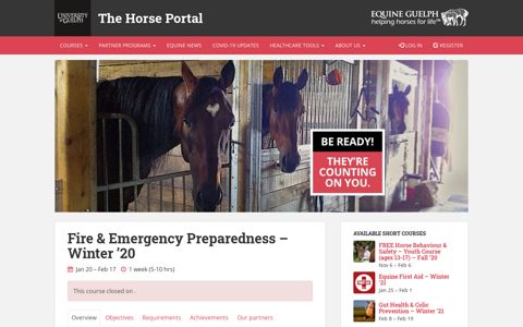 Fire & Emergency Preparedness – Winter '20 – The Horse Portal