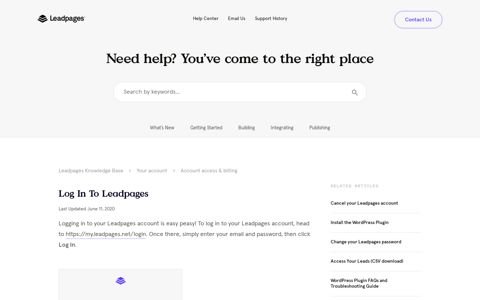 Log in to Leadpages – Leadpages Knowledge Base