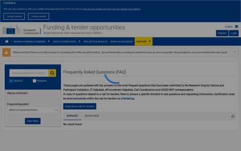 Funding & Tenders Portal FAQ - European Commission