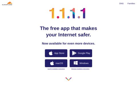 1.1.1.1 — The free app that makes your Internet faster.
