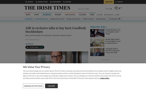 AIB in exclusive talks to buy back Goodbody Stockbrokers