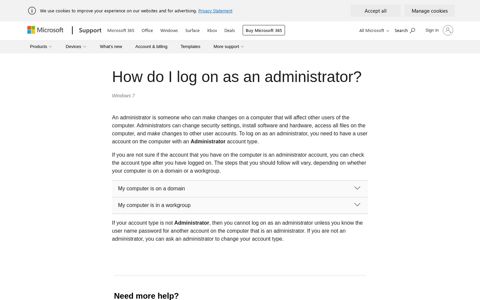How do I log on as an administrator? - Microsoft Support