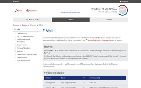 E-Mail - Rechenzentrum - Universität Greifswald