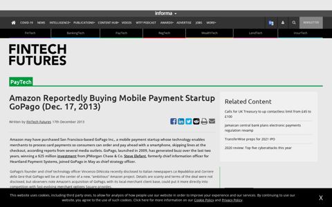 Amazon Reportedly Buying Mobile Payment Startup GoPago ...