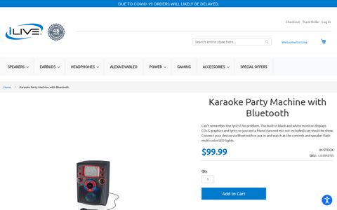Karaoke Party Machine with Bluetooth - iLive