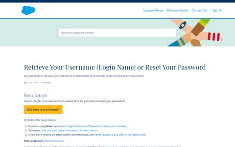 Retrieve Your Username (Login Name) or Reset Your Password