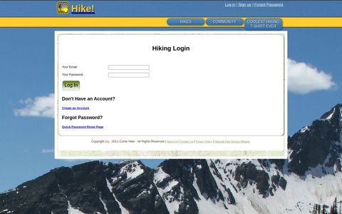 Log In - Come Hike