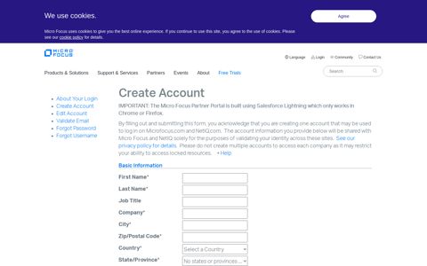 Create an Account - Micro Focus