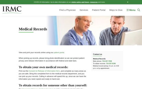 Medical Records | Indiana Regional Medical Center | Indiana ...