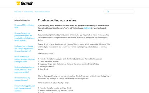 Troubleshooting app crashes – Help Center - Grindr