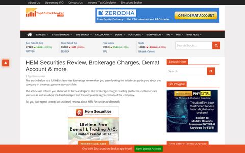 HEM Securities Review, Brokerage Charges, Demat A/c ...