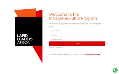 Intrapreneurship Program Login Page - The Entrepreneurs Hub
