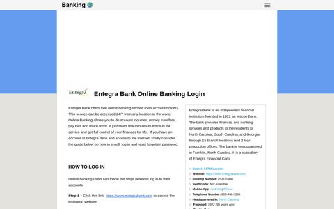 Entegra Bank Online Banking Login - BankingLogin.US