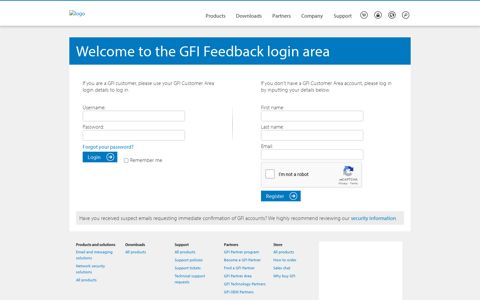 Feedback login - GFI Customer Area - GFI Software