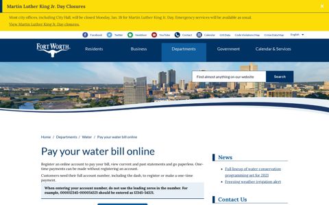 Pay your water bill online – Welcome to the City of Fort Worth