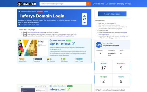 Infosys Domain Login - Logins-DB
