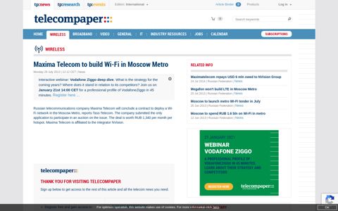 Maxima Telecom to build Wi-Fi in Moscow Metro ...