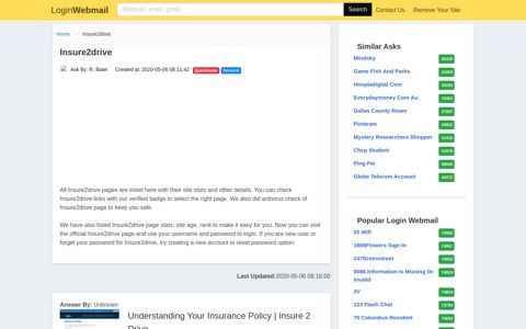 Login Insure2drive or Register New Account