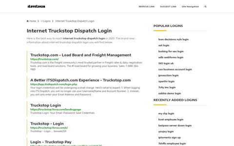 Internet Truckstop Dispatch Login ❤️ One Click Access - iLoveLogin