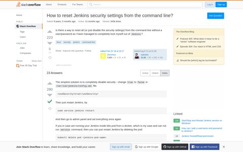 How to reset Jenkins security settings from the command line ...