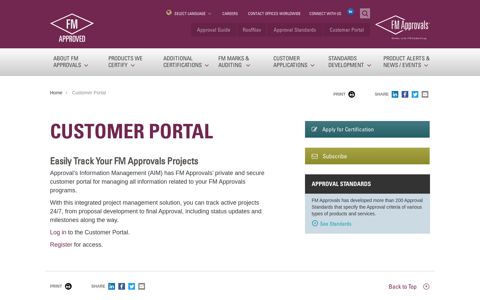 Customer Portal - FM Approvals